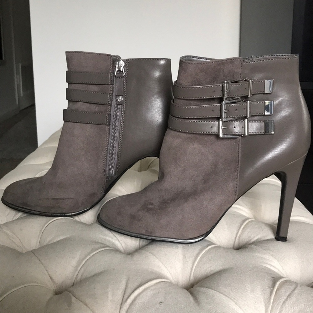 Gray Faux Suede Booties